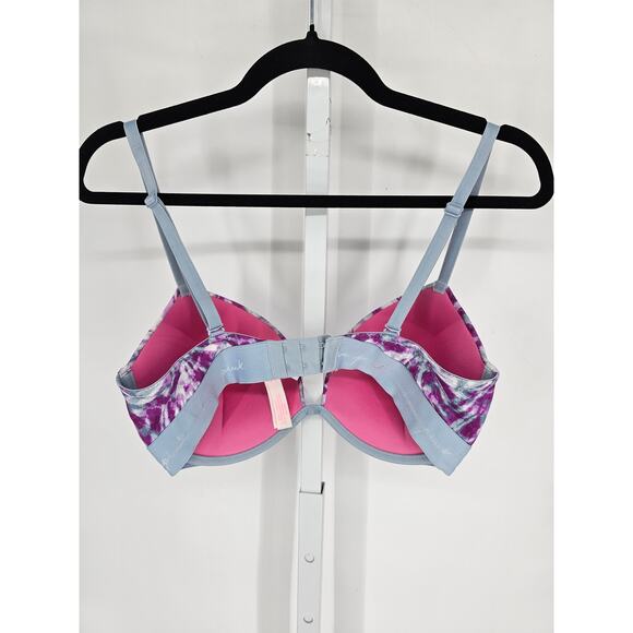 PINK Victorias Secret Sz 34DD Wear Everywhere Super Push Up Bra Tie Dye Purple - Picture 3 of 5